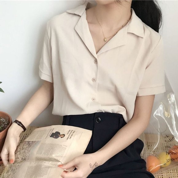 YesStyle Tops - 🌸5/$25🌸 YesStyle Short-Sleeve Blouse (color: almond)
